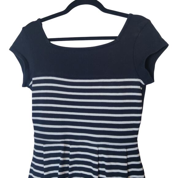 French Connection B&W Stripe Paris Chic Retro A-line Open Back Knit Dress 8 Twee - Picture 6 of 14